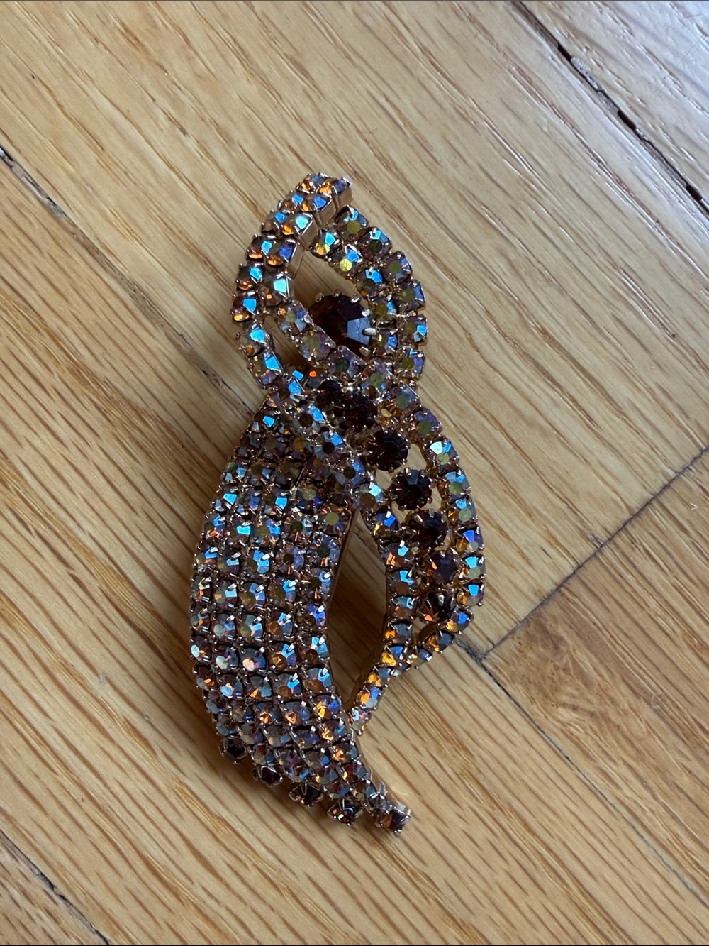 Aurora Brown Crystal Leaf Brooch - Women Jewelry
